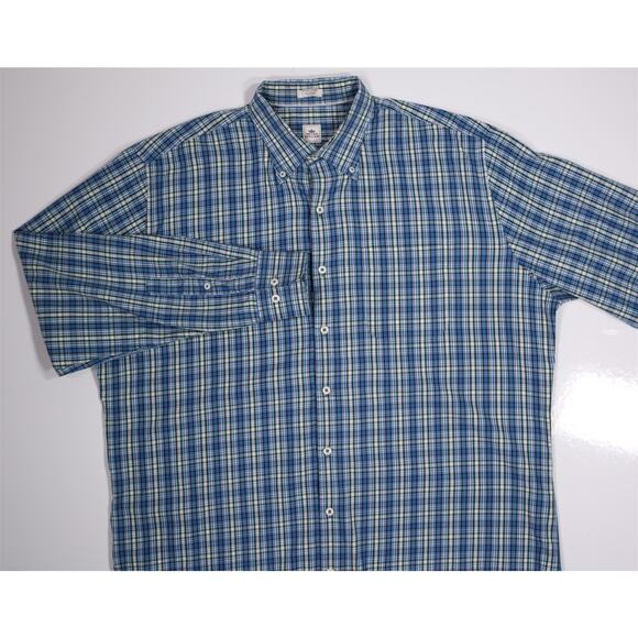 Peter Millar Dark Green Plaid Button-Up Cotton Dress Shirt Men's XL - Picture 3 of 6